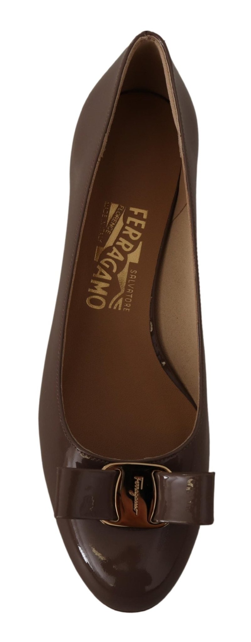 Salvatore Ferragamo Brown Naplak Calf Leather Pumps Shoes - Fizigo